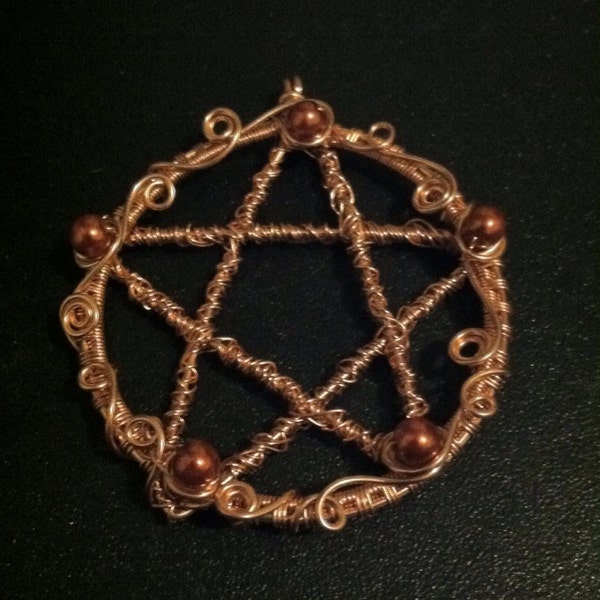 Pentacle hanger, Wire Wrapped Hanger, Wire Wrapped Sieraden, Wire Wrap sieraden, Pentacle sieraden, occulte sieraden, occulte hanger