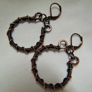 Artisan Wire Wrapped Hoop Copper Earrings, Wire Sculpted, Wire Wrapped Earrings, Womens Earrings, Copper Earrings, Gift for Her