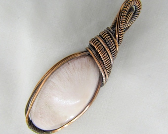 Scolecite in Copper Pendant, Wrapped in Copper, Wire Wrapped Pendant, Wire Wrapped Jewelry, Wire Wrap Jewelry, Gift for Her