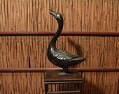 Large Vintage Japanese Bronze Brass Goose Incense Burner Censer