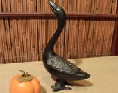 Small Vintage Japanese Bronze Brass Goose Incense Burner Censer