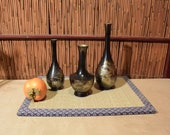 Vintage Japanese Metal Vases Set of Three