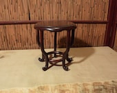 Vintage Japanese Tall Round Display Stand Rosewood