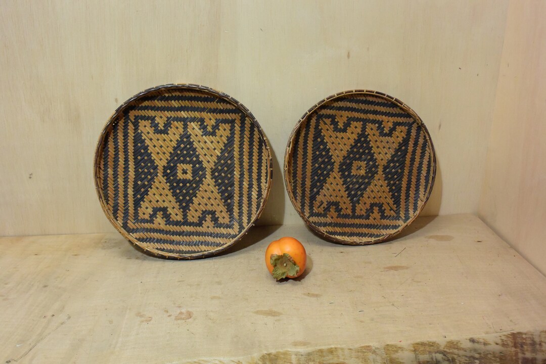 Vintage Phillipines Palawan Tiruray Tribe Flat Basket Set of 2 Etsy