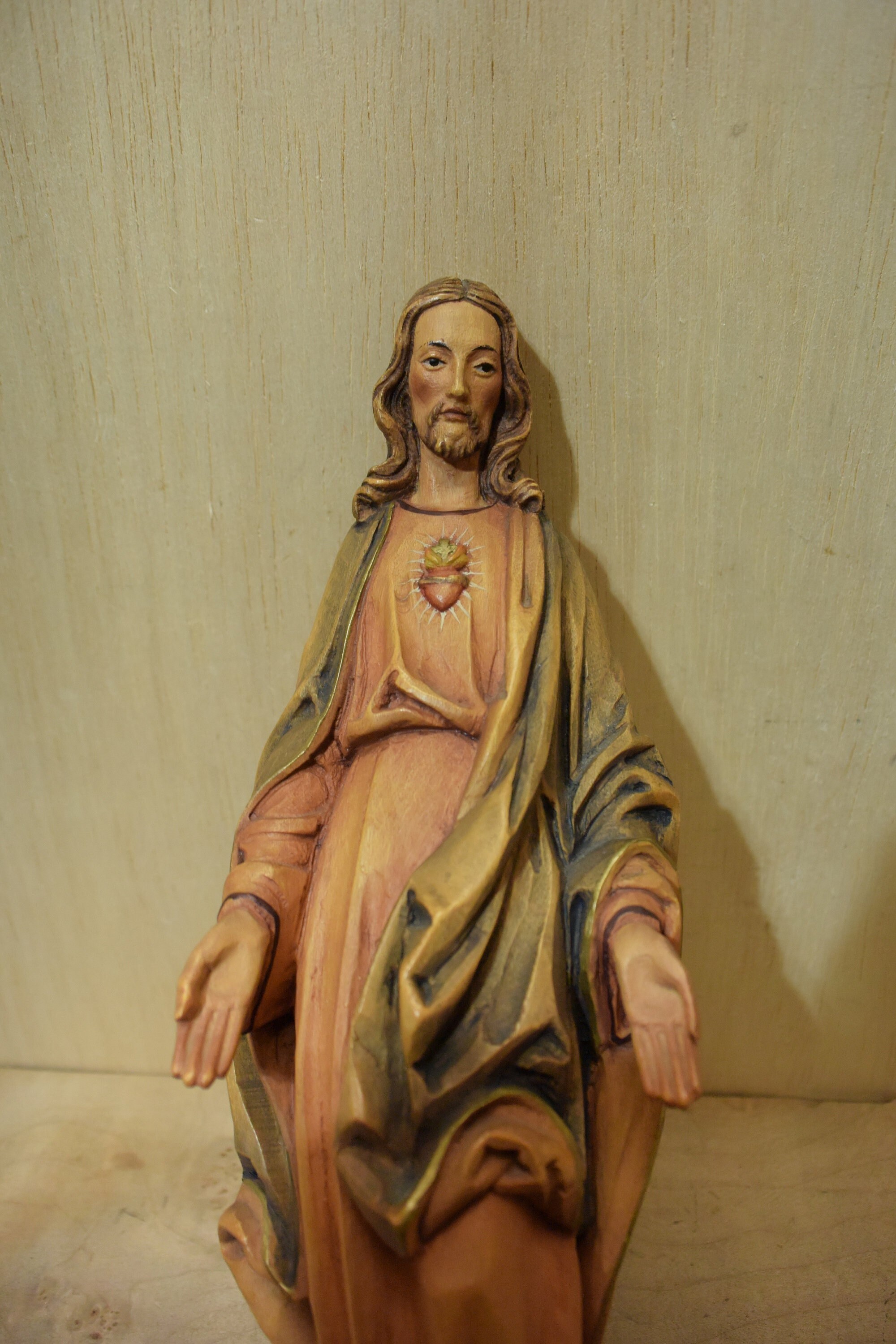 Vintage Jesus Sacred Heart Statue, 12” Jesus Statue, Vintage Jesus