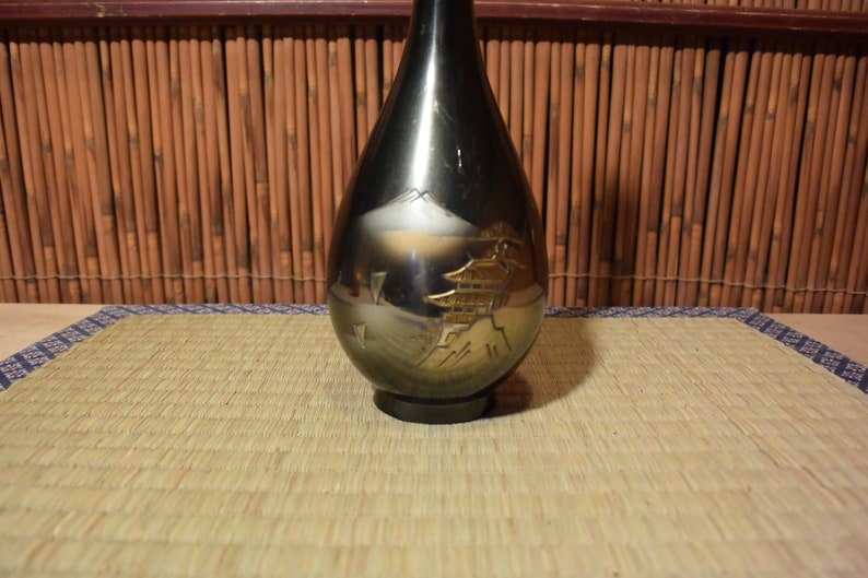 Vintage Japanese Metal Bud Vase Chokin Etsy