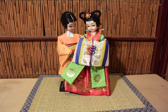 Vintage Korean Bride And Groom Doll 10 5 Inches Tall Etsy