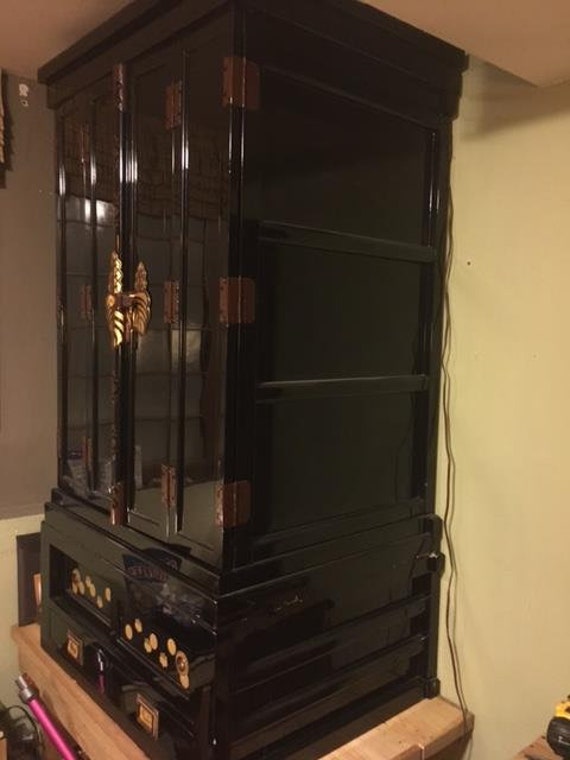Large Vintage Japanese Black Lacquer Gold Gilt Buddhist Shrine Etsy