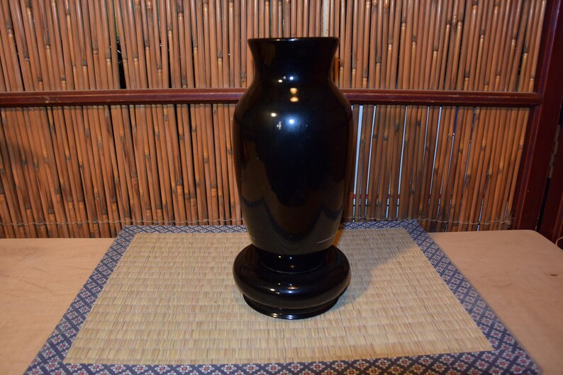 Vintage Japanese Black Lacquer Wooden Vase Ikebana Etsy