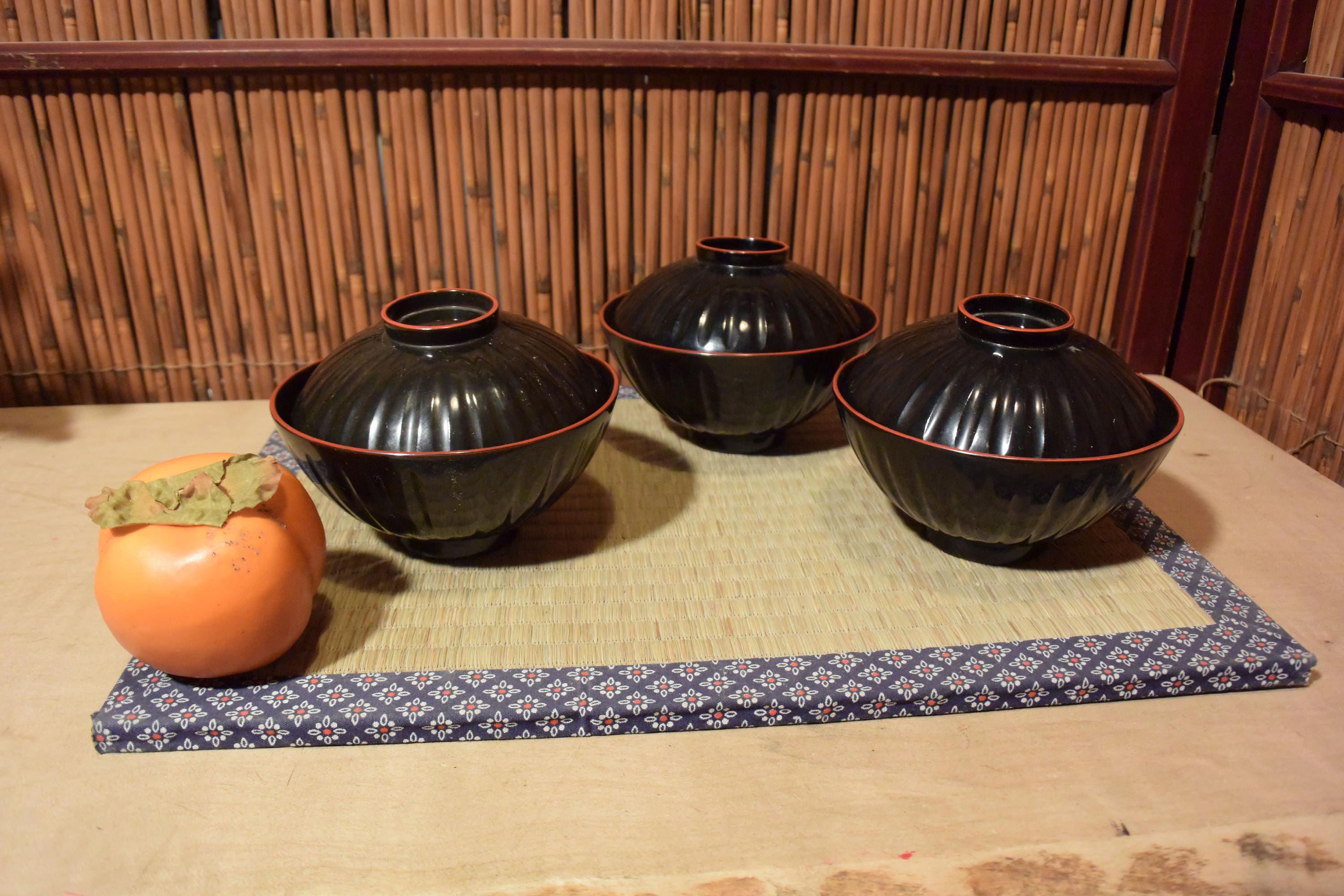 Vintage Japanese Black Lacquer Rice Bowl With Lid Set of 3 Etsy