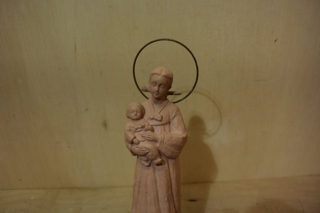 Vintage Statue of Madonna and Child Our Lady of Korea Etsy