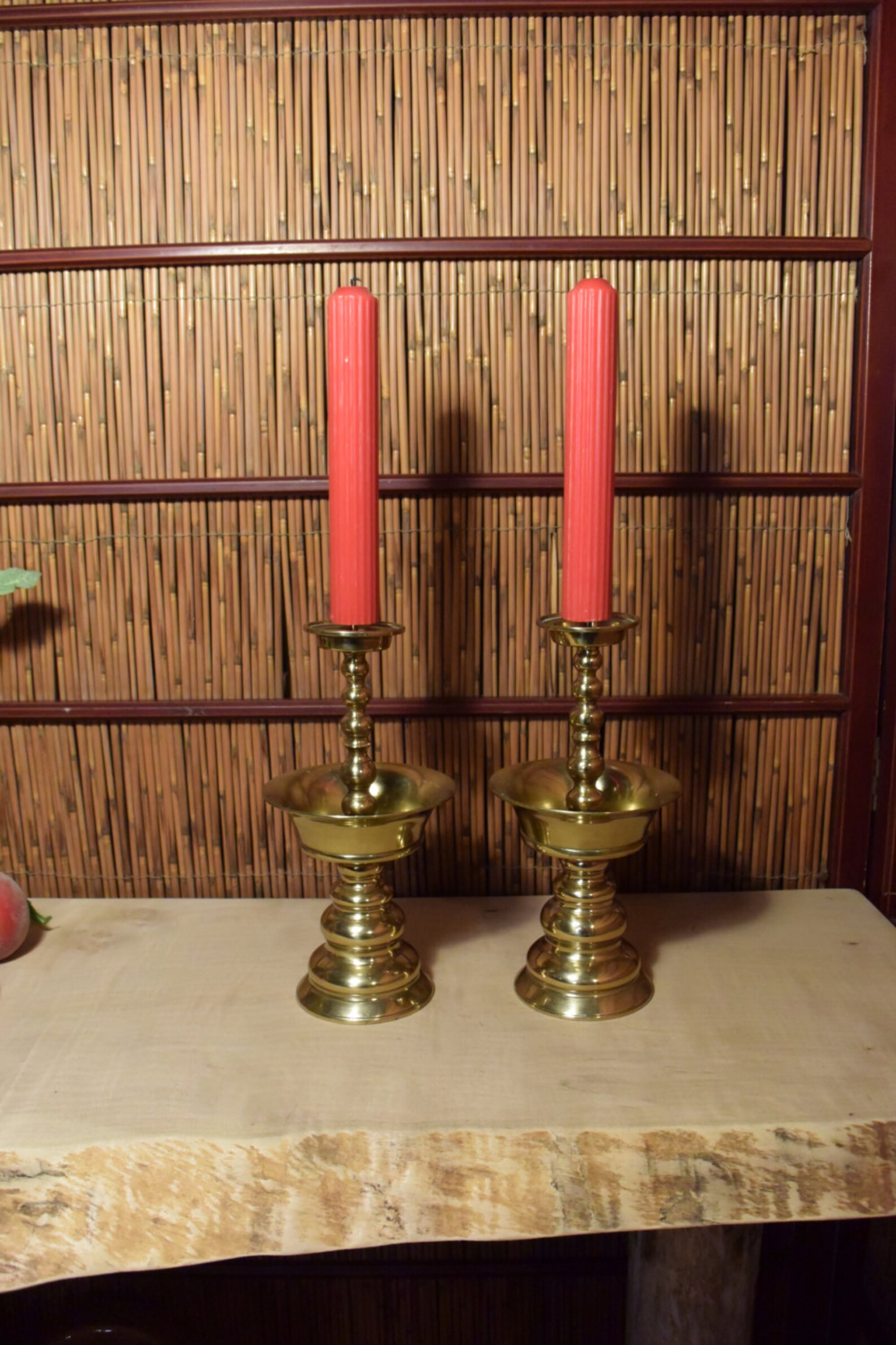 Vintage Japanese Brass Candle Holders Set of 2 Buddhist Altar Etsy