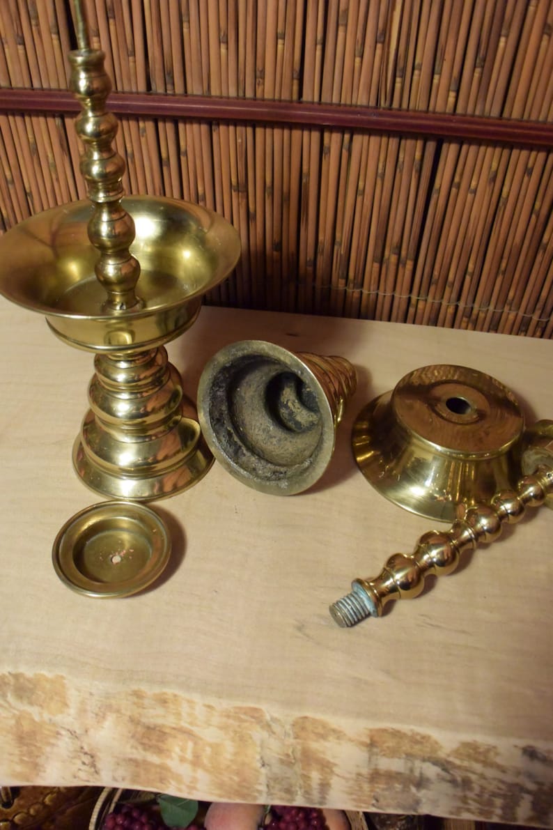 Vintage Japanese Brass Candle Holders Set of 2 Buddhist ...