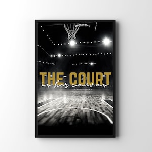 Il campo è la sua tela: poster con citazione di basket in bianco e nero e oro / decorazione stampabile / arte murale con citazioni motivazionali ORIGINALI