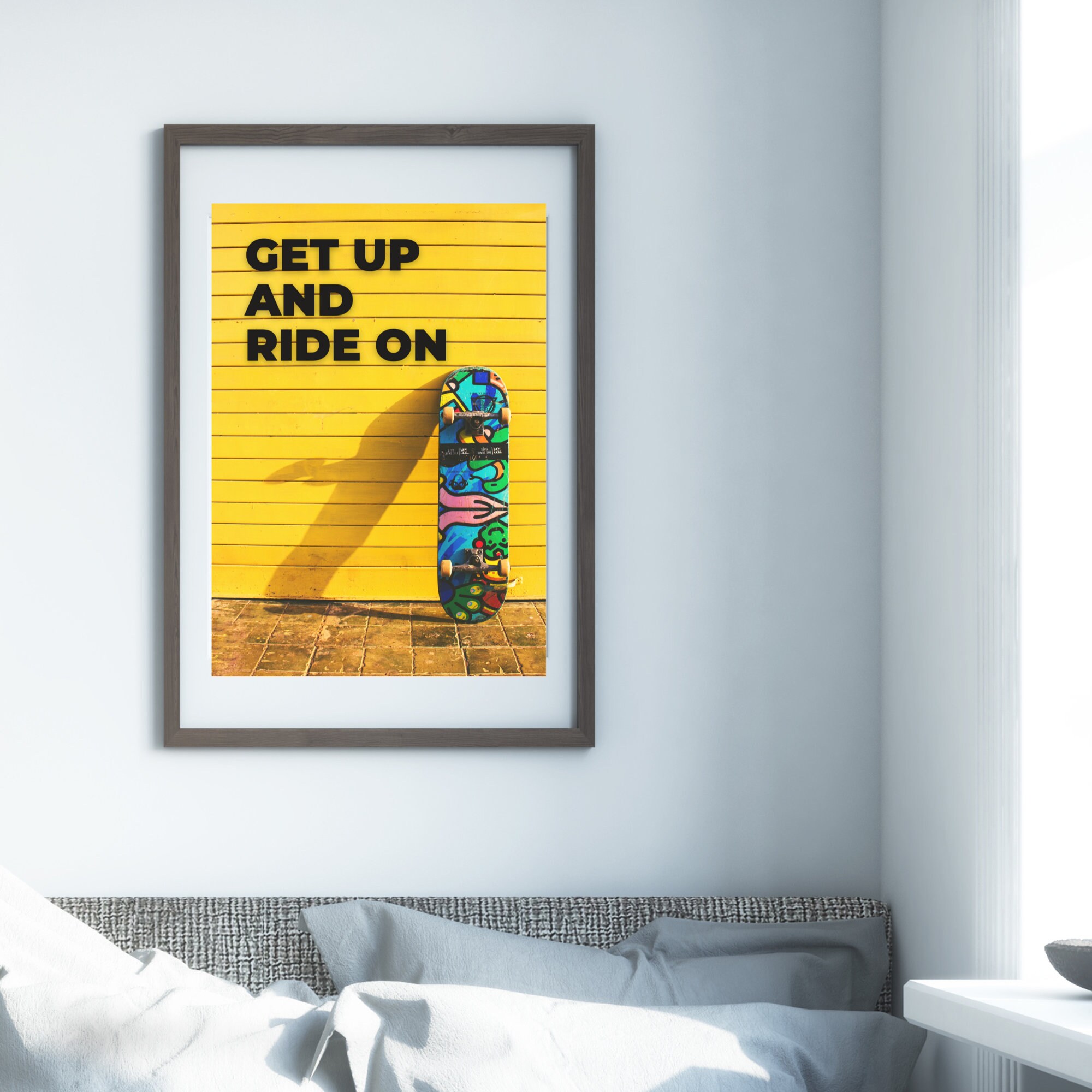 Get Up and Ride On: Skateboard Poster for Teens | PRINTABLE Decor | Wall Art ORIGINAL Motivational Quote