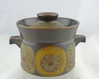 Mid Century Denby Pottery Gill Pemberton Arabesque Design Soup Bowl With Lid