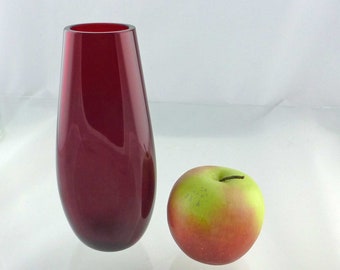 Mid-Century Poss. Whitefriars Ruby Red Glass Vase