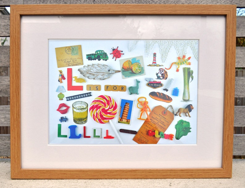 Limited Edition Alphabet Collage Print With Mount: L Is For... Original, Vintage-Themed, Unframed image 3