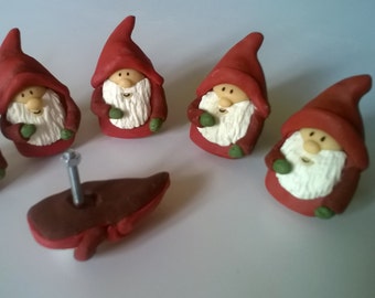 DRAWERS KNOBS Set of 3 little gnomes! COLD PORCELAIN saeljana. Chest of drawers cupboard door handle.