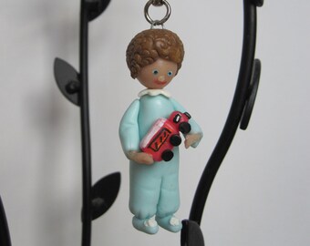 Little boy and car! schoolbag, key, bag... Cold Porcelain