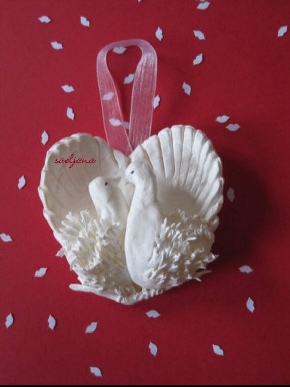 Cœur Tendresse Elle et Lui à Suspendre, Offrir, Noël, Les Fêtes, Saint Valentin, Colombe, Paix, Amou