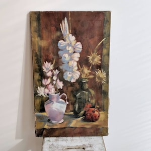 Gorgeous French Vintage Oil Painting of Flowers image 5