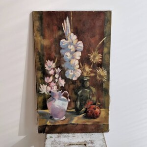 Gorgeous French Vintage Oil Painting of Flowers image 4