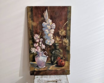 Gorgeous French Vintage Oil Painting of Flowers