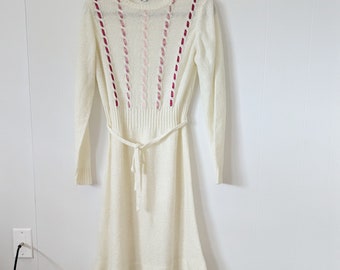 Vintage Trish Knit Dress from 70s/80s With Ribbon Details