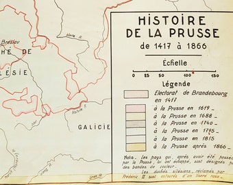 Vintage French School Map of Historical Prussia, for Germany Wall Decor