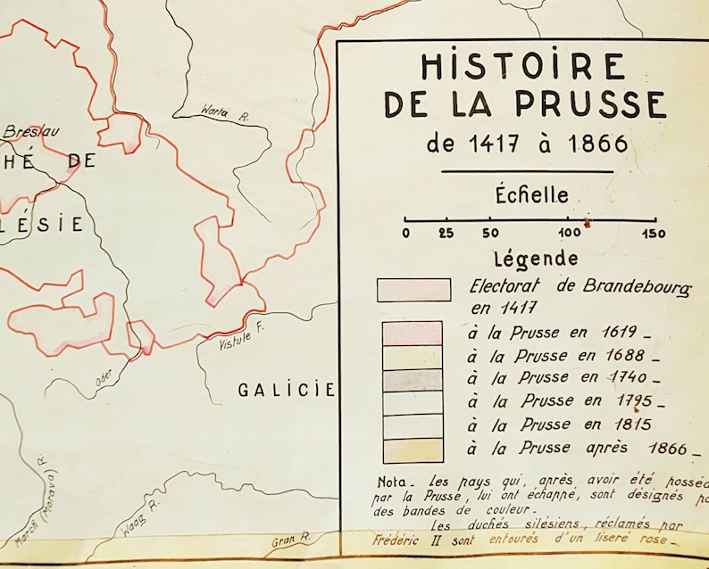 Vintage French School Map of Historical Prussia, for Germany Wall Decor image 1