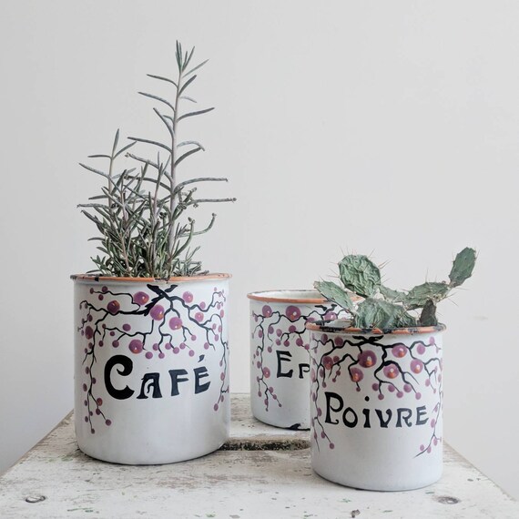 French Vintage Canister For Coffee Cafe For Rustic Country Kitchen