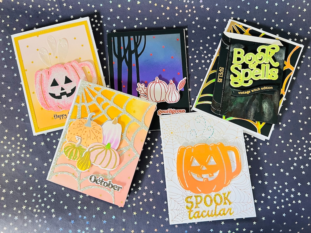 Halloween Cards, Handmade Black Card, Witch Card, Greeting Cards - Etsy
