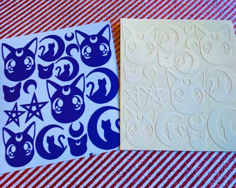 Stickers Sailor Moon Luna & Artemis: glanzend paars of sprankelend wit