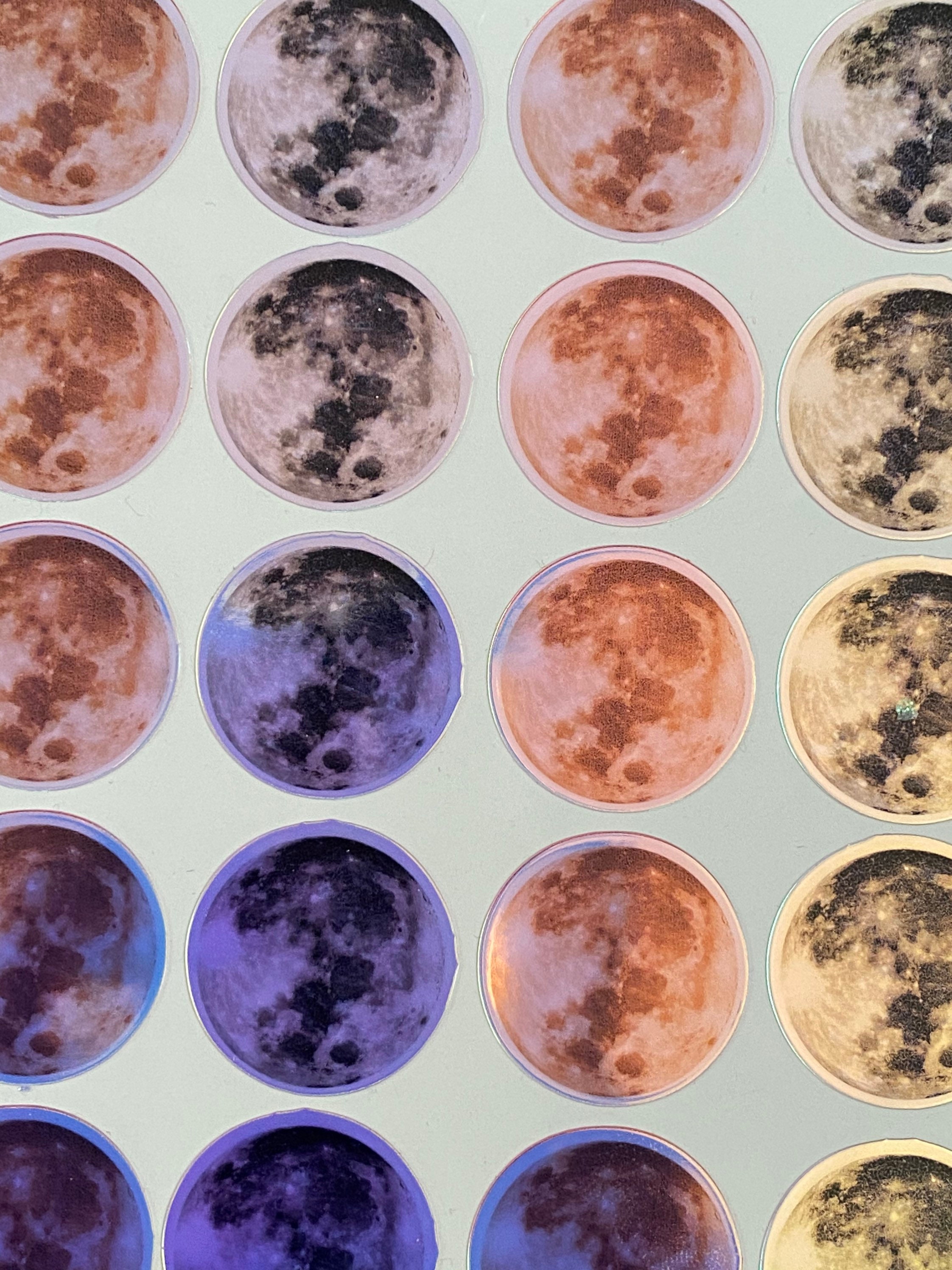Iridescent Full Moon Stickers | Etsy