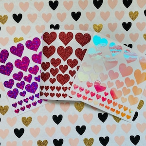 Heart shaped glitter and holographic stickers