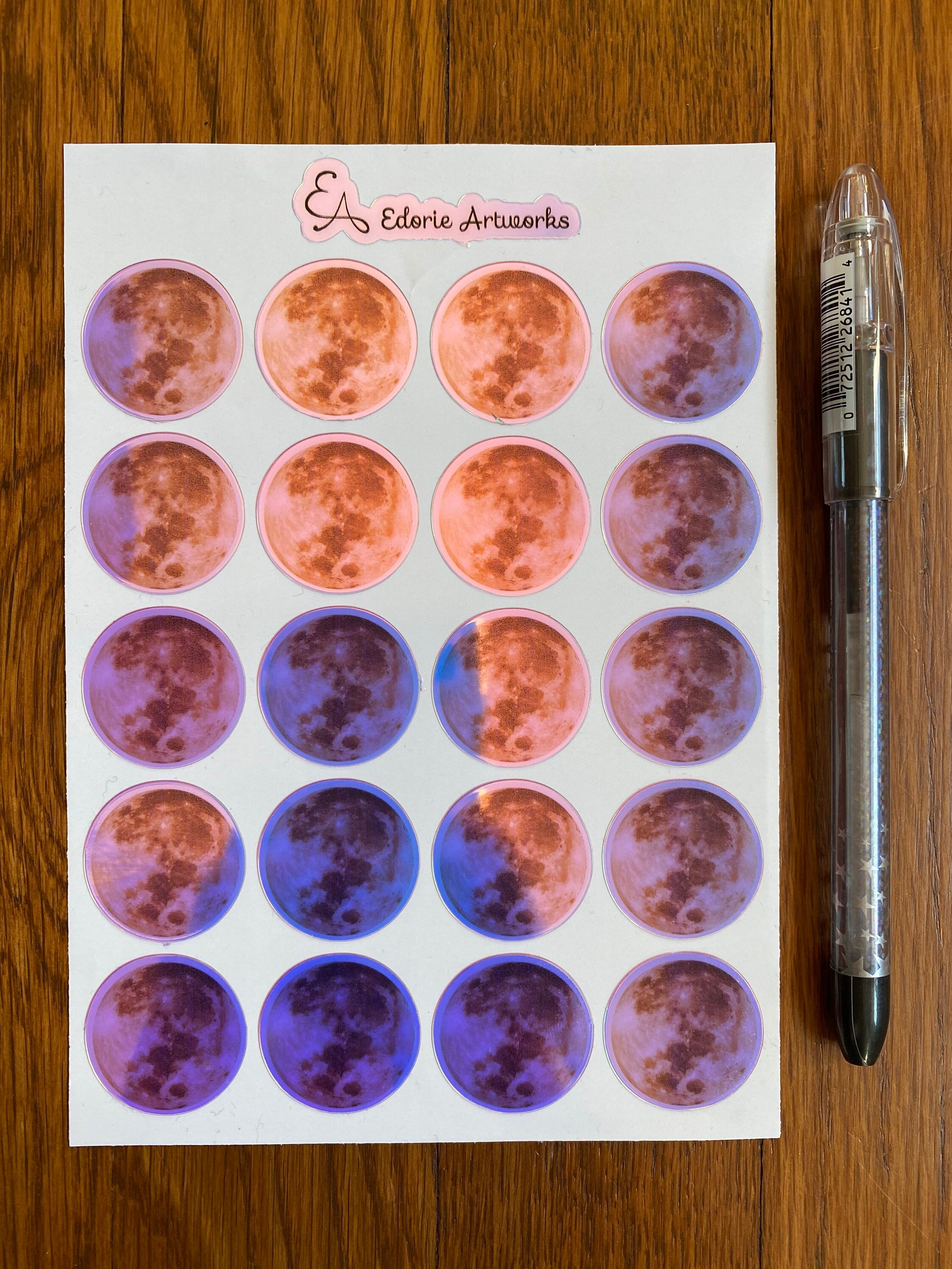 Iridescent Full Moon Stickers | Etsy