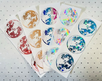 Holografische doorzichtige sticker met verijdelde volle maan