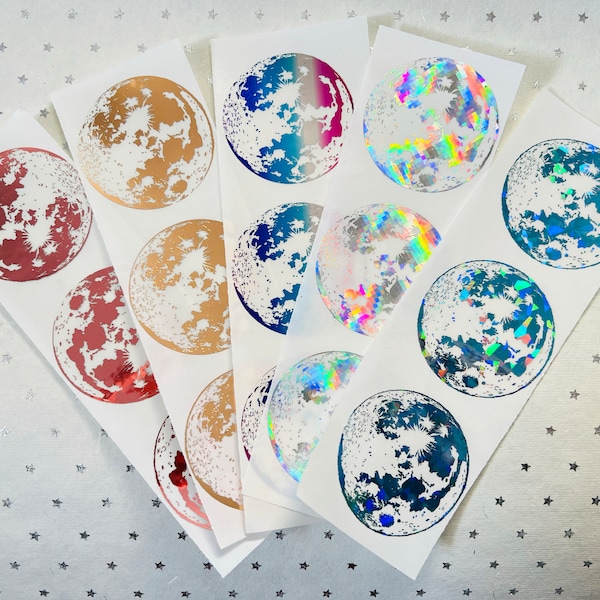 Foiled Full Moon holographic clear sticker