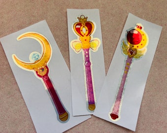 Magical Girl Crescent Moon Wand, spiraalvormig hart, sfeerstaaf scepter Stickers