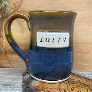 Personalized Handmade Mug - White Stoneware custom mug, personalized with a name/word, Made to order.