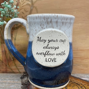 Personalized Handmade Mug White Speckled Stoneware,  Custom mug, personalized with your Logo, Design, phrase, wording, …Made to Order