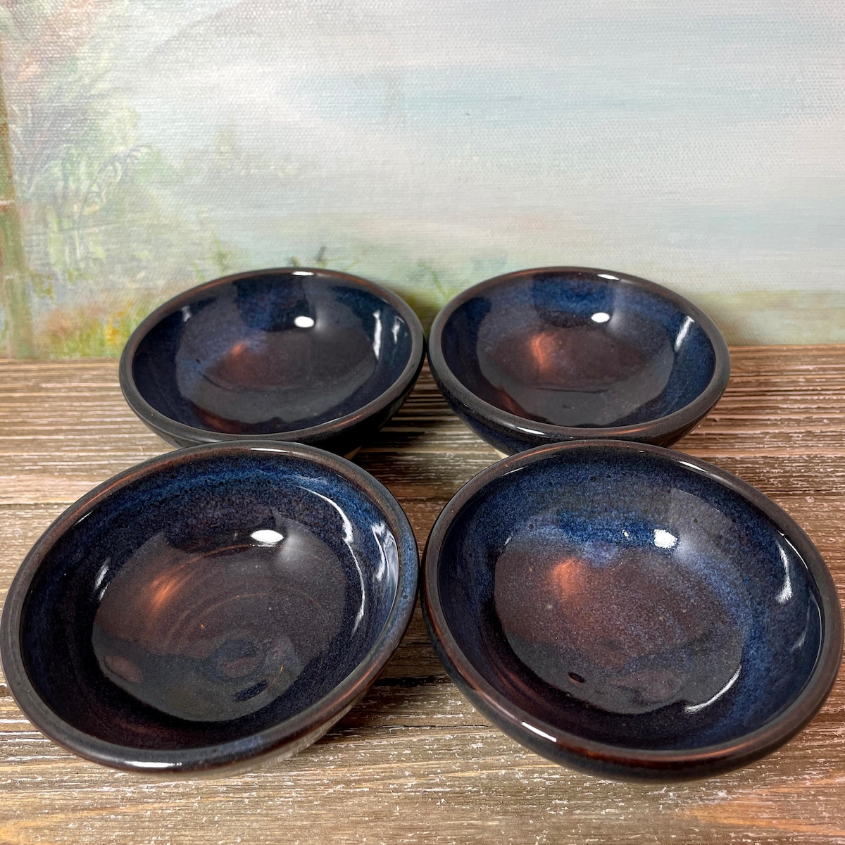Set of 4 Soy Sauce Dishes - Sea Blue