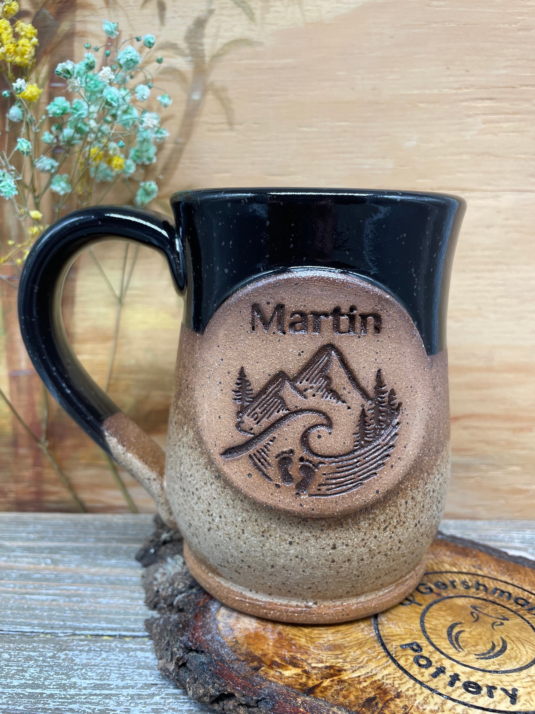 Personalized Handmade Mug - Red Stoneware Custom mug, personalized with your Logo, Design, Drawing, Image or Wording - Made to Order