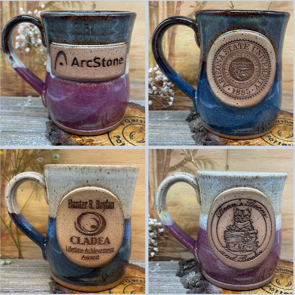 Handmade Personalized Mug - Red Stoneware Custom mug, personalized with your Logo, Design, Drawing, Picture - Made to Order