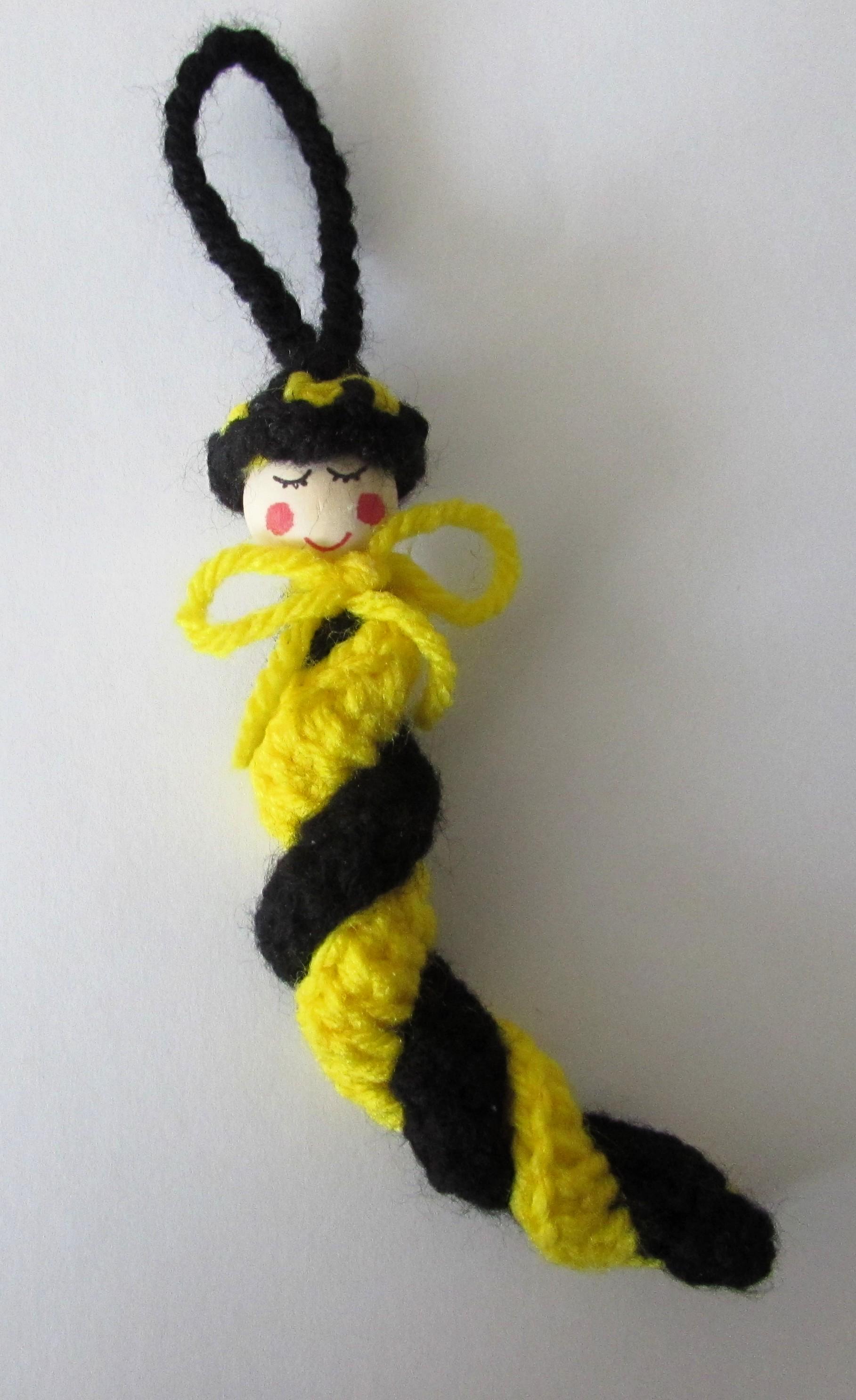 Handmade Crocheted "Bee Happy" Worry Worm | Backpack Worry Worm | Autism, ADHD, Sensory Fidget Worry Worm | Desktop Toy Worry Worm