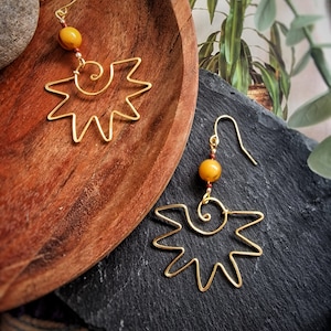 Handmade sun spiral earrings