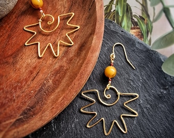 Handmade sun spiral earrings