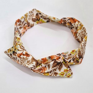 Vintage floral cotton wired headband, wire hairband, hair wrap, wired bow, upcycled, eco friendly