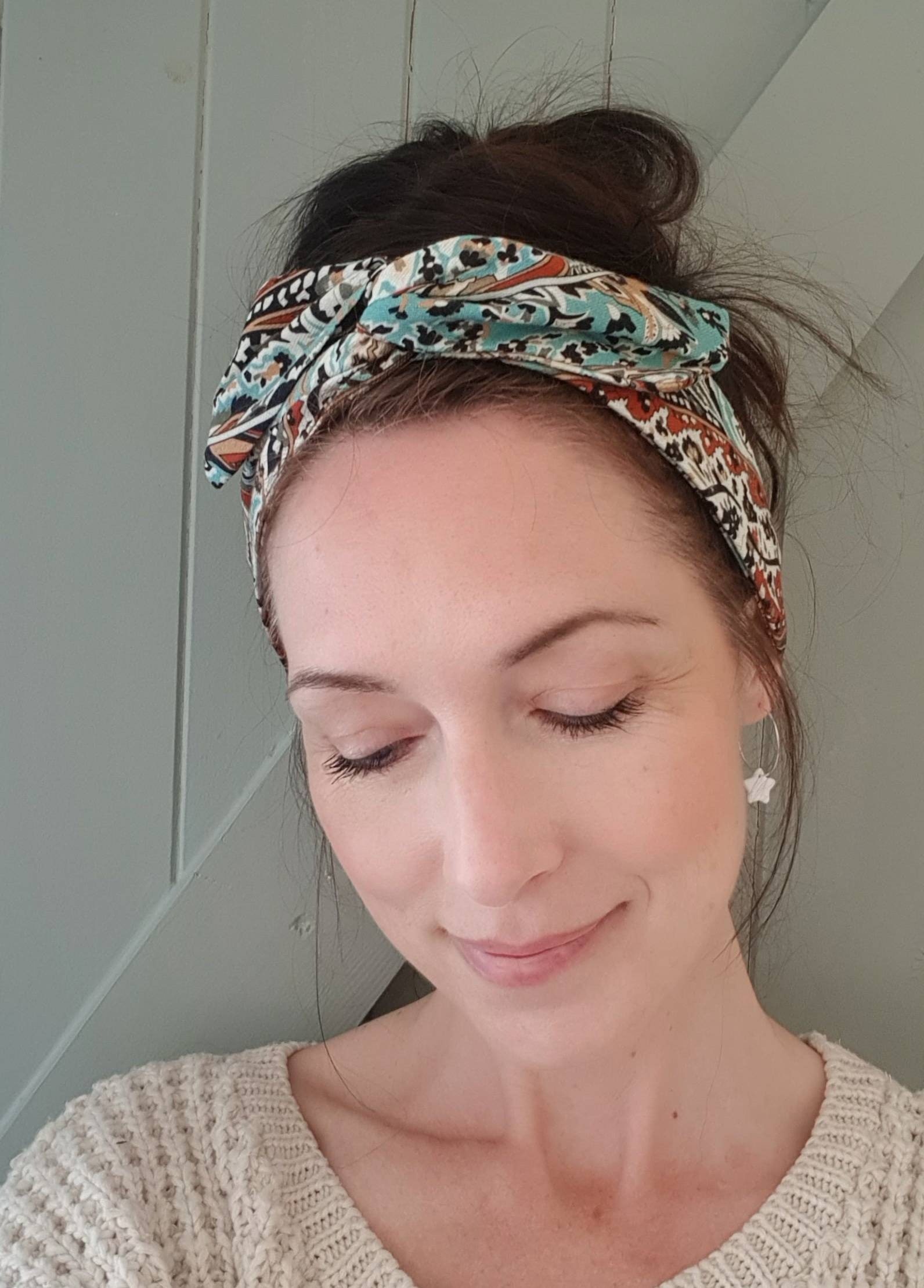 Upcycled turquoise rust and mustard wired headband wire | Etsy